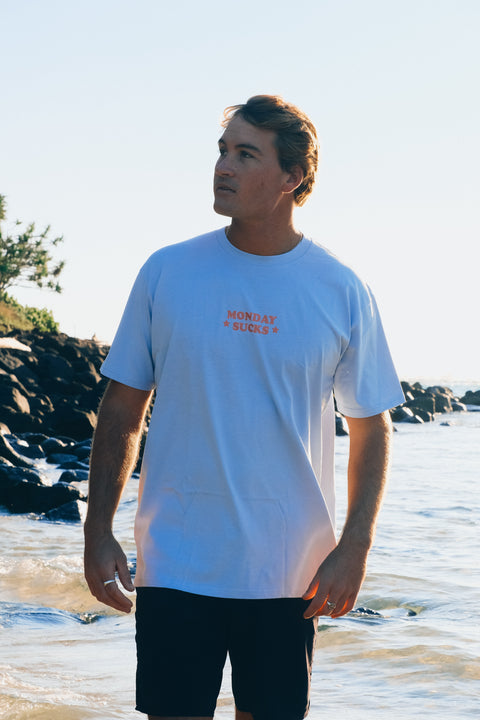 MONDAY SUCKS TEE - POWDER